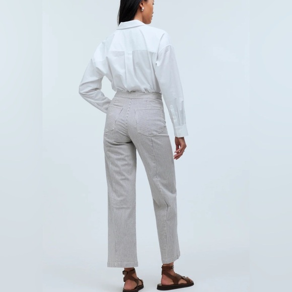 NEW Madewell Emmett Wide-Leg Crop Pant Yarn-Dyed Stripe: Welt Pocket Edition 23 - Picture 4 of 12